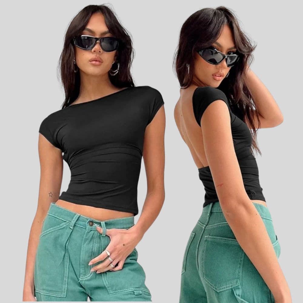 Cropped Feminino Top Costa Nua Tecido Duplo – Estilo e Elegância