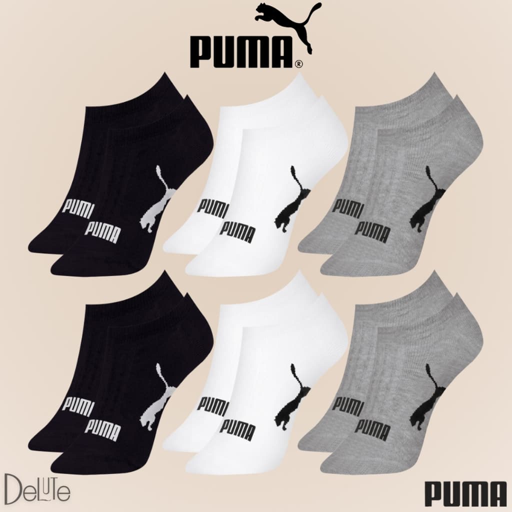 Kit com 6 Meias Esportiva Puma Sport Calcanhar Verdadeiro Cano Baixo Lisa Modelo Sapatilha Adulto